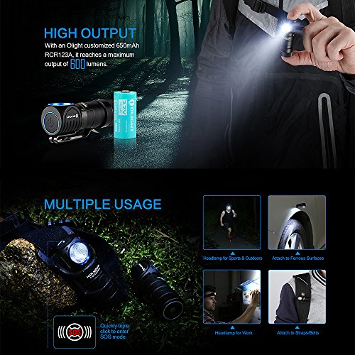Olight® H1/H1R Nova Stirnlampe Taschenlampe Multi-funktion-Lampe mit CREE XM-L2 CW/NW LED – inkl. 1 x 16340 Batterie – universell und praktisch (kaltweiß, neutralweiß und aufladbar Kit Version verfügbar) - 5