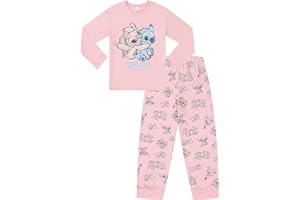Disney Pigiama da bambina Lilo e Stitch a punto lungo e angelo, rosa