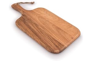 Samhita Kaizen Casa Schneidebrett aus Akazienholz, für Fleisch, Käse, Brot, Gemüse und Obst, mit Griff, 38,1 cm x 17,78 cm