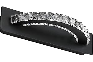 YHTlaeh Zwart - Lampada da specchio a LED, 10 W, 720 lumen, 4000 K, con cristalli IP44, impermeabile, 230 V, cromata, 8 W (30cm, Nero)