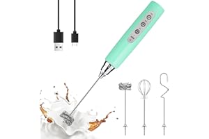 YUSWKO Mousseur à lait portable pour café, mélangeur de boisson rechargeable avec 3 têtes et 3 vitesses - Fouet électrique pour latte, cappuccino, chocolat chaud, œuf - Bleu layette