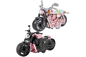 APPCRFM Alloy Motorbike Toy Highly Simulation Motorbike Model 2pcs Graffiti Pull-Back Vehicle Toy For Child Intellectual Toy Gift Set Motorcycle Alloy Collection Hobby Gift Racing Model Decoration-Pink