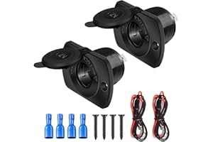 SWEETONE Presa Accendisigari Auto,12V-24V DC Presa Accendisigari Adattatore Impermeabile con Fusibile e Cavo di Collegamento da 0,6 m, per Auto, Moto, RV, Navi,Barca (2pcs)