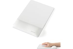 UNIVO COLORS UnivoColors Design-Wave Wrist Rest Mouce Pad,PE Mouse Sliding Panel+Artificial Sheepskin+Memory Foam+Ergonomic+Anti-Slip Gel,Resilience Support During Work and Gaming,Mouce Accessory,White