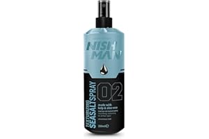 NISHMAN Spray al Sale Marino 02 - Kelp & Aloe Vera 200ml - Per Texture e Volume, Effetto Naturale Capelli da Spiaggia - Finitura Opaca e Tenuta Flessibile - Ideale per Tutti i Tipi di Capelli