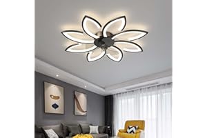 TATANE Lámpara de techo con ventilador LED Luces, Atenuación Ventilador de luz de techo con control remoto, Moderno Lámpara de techo por Sala Dormitorio Oficina, Ventilador inverso (Negro, 90CM)