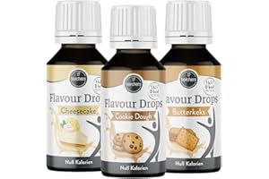 ‎BORCHERS borchers Flavour Drops Probierpaket | je 1 x Cheesecake, Cookie Dough und Butterkeks | 3 x 30 ml | 0 Kalorien | Süßstoff Flüssig | Zum Kochen und Backen | Für Getränke