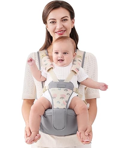 Porte-Bébé Ergonomique Moby-System AMY 10-en-1 Gris - 0 à 36 Mois Jusqu'à 15kg