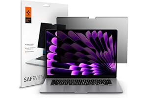 Spigen Safeview Filtro Privacy Magnetico compatibile con MacBook Air 15 pollici (M4 2025 / M3 2024 / M2 2023), Anti-Spia, Rimovibile, con Panno per la Pulizia e Custodia