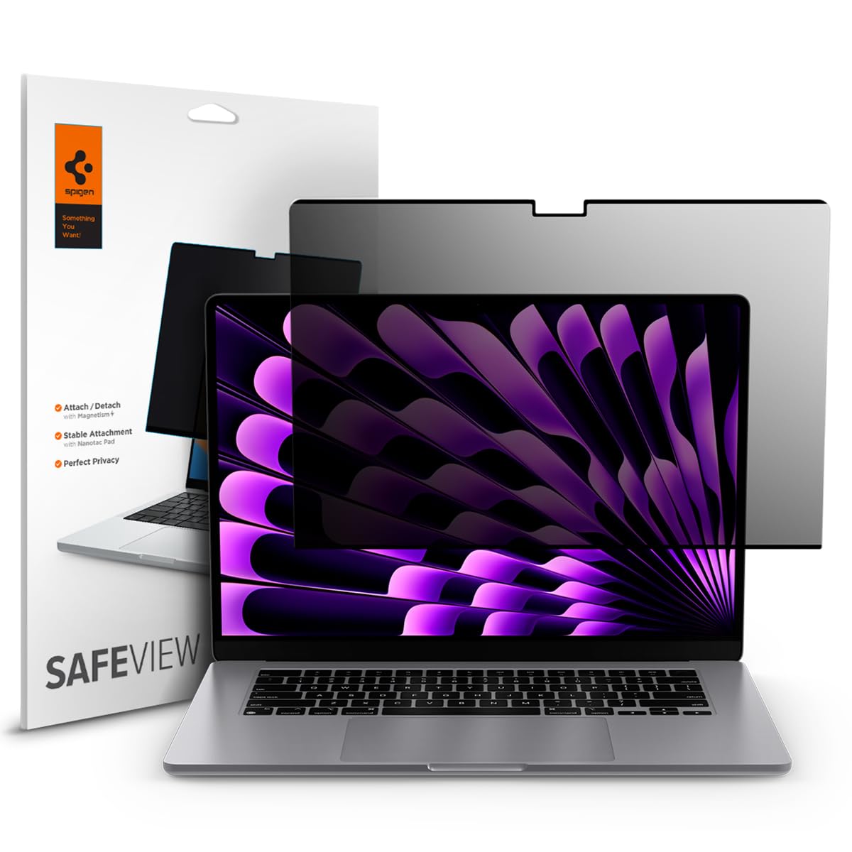 Spigen SafeView Privacy Filter Screen Protector Guard for MacBook Air 15 inch (M4 2025 / M3 2024 / M2 2023) - 1 Pack