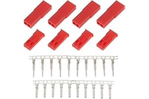 VGOL 20 Paires de Connecteurs JST Bec Mâle Femelle 19,2x6x3,8 Mm 13,2x5,4x3,2 Mm 2 Broches Boîtier de Prise Rouge Kit de Connecteur de Borne à Sertir pour Hélicoptères Électriques Télécommandés