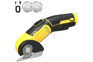YEZMEK Akku Schere, Elektrische Stoffschere mit Ersatzklinge, Wiederaufladbarer Cutter für Leder, Karton, Teppich, DIY und Verpackung – Ideal als Elektrische Scheren für Haushalt & Hobby
