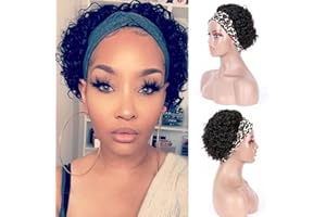 SWEETGIRL Perruque Bandeau Cheveux Humain Perruque Femme Naturelle Courte Brésilien Short Curly Human Hair Headband Wig6 Pouces(15cm)
