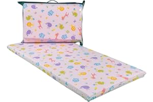 GHIOCUSCINI | Materasso Culla Neonato, Pieghevole per CAMPEGGIO, Materasso Bambino 100% Cotone, Colore ROSA, Sfoderabile e Lavabile, 60 x 120 cm, Alto 4.5 cm, Made in Italy