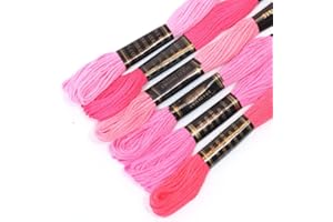 CRAFT&CO 100% Cotton Embroidery Thread Floss Bundle, Pack of 6 in Shades of Bright Pink (Other Shades Available). Ideal for Cross Stitch, Embroidery, Friendship Bracelets & Children's Crafts