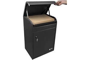 iLoveParcels Premium Medium Parcel Drop Box. Waterproof Safe & Secure Delivery parcel box outdoor. Storage Mail Delivery Box, Post & Letterbox With Key Lock Mounted To Wall, Fence Or Floor Black