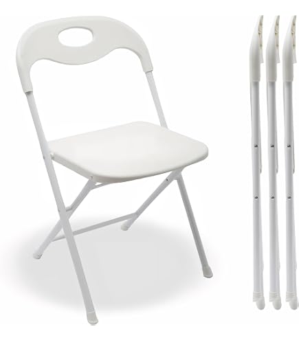 4er-Set Kunststoff Klappstühle – Weiß, Mit Rückenlehne, Für Drinnen & Draußen, Platzsparend