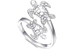 FLYOW (Gesundheit und Langlebigkeit) Hypoallergen Schildkröte/Frosch Tier Ring 925 Sterling Silber Schmuck Einstellbare Größe für Damen Frauen Jugendliche Mädchen