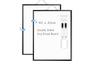 ARCOBIS Dry Erase White Board for Wall, 30 x 40cm Small Magnetic Portable Double-Sided Whiteboard, Hanging Mini Dry Erase Board for to Do List, Drawing, Home Office, Kitchen, School, Black