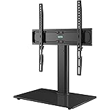 BONTEC Universal Table Top Pedestal TV Stand with Bracket for 26”-55” LCD/LED/Plasma TVs-Height Adjustable TV stand with 8mm