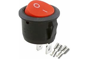 FUCHSWERK Kippschalter Wippschalter 2 polig rund, Rot Schwarz Weiß ON/OFF 6A/250V Kunststoff push Button Switch kfz | schwarz-rot