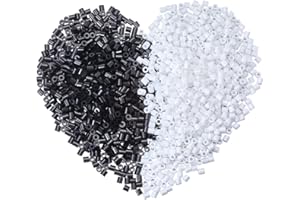 SOFPLATE 1 scatola 2000 pezzi Perline Da Fusione Sfuse Da 5mm Perline Da Fusione Artigianali In Bianco e Nero Tubo di Plastica Perline Compatibili con Perline Hama Ricariche per Artigianato Fai Da Te