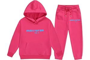 YUEXIRUI Kids Tracksuit Full Set Girls Boys 2 Piece Oversized Outfit Long Sleeve Pullover Jumper Hoodie and Loose Sweatpants Bottom Jogging Pants Running Walking Hiking Track Suit