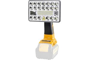 HIPOKE Foco de trabajo LED inalámbrico multifunción de 18W, 2000 lm, foco de largo alcance con puerto USB, compatible con Dewalt 18V batería de litio linterna de exterior,luz de campamento (sin batería)