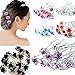 Bluelans® 10x Rose Flower Rhinestone Hair Pins Party Prom Wedding Bridal Bridesmaid Clips (Blue)