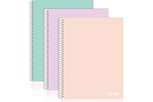 SUNEE A4 Notebook, Wirebound Notebooks, Premium Paper, 100 Sheets / 200 Pages, 8mm Lined with Margin, 4-Hole Punched and Perforated Edge, Pack of 3 Notepads, Assorted Colours