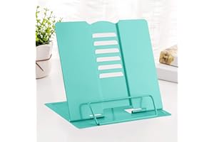 MSDADA Soporte de Metal para Libros de Lectura, Soporte Ajustable para Libros de Cocina, Soporte de Documentos Portátil, para Recetas, Libros de Texto, Libros de Música, Regalos para Niñas(Verde Claro)