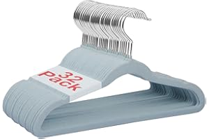 ‎WELLONG Wellong Kleiderbügel für Kinder, 35 cm Kinderkleiderbügel aus Samt, rutschfeste Kleiderbügel mit 360°-Drehhaken, Samtbügel für Hemden, Hosen, Röcke, Kleider, Jacken, Mäntel, 32 Stück Blau