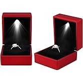 MM Madam&Mademoiselle Women's Fashion Lighted Ring Box Gift, Promise, Engagement, Marriage, Proposal, Jewelry, Wedding Ring, Arrangement, Organizer
