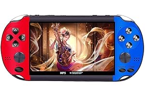 CZT Colorful Retro Video Game Console 4.3 inch Sreen 8GB Built-in 3000 Games Handheld ArcadeGame Console mini Portable Game Device Multiple Simulator MP3 MP4 E-book Nostalgic Children's gift(Bluered)