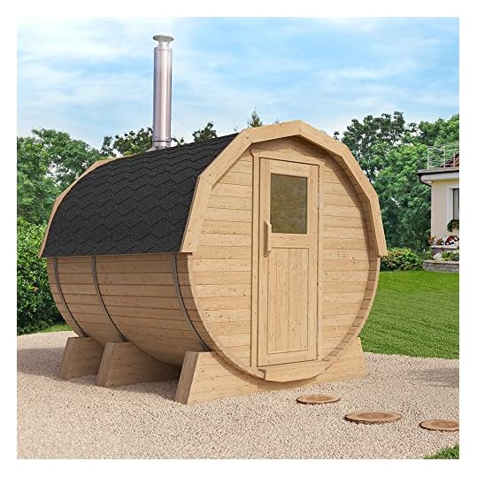 Fasssauna von ISIDOR, Gartensauna Mia Premium 2,46m, mit Holzofen