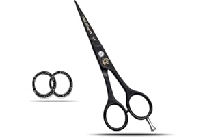WISH BEAUTY,THE ROYAL ELEGANCE Professional Hairdressing Scissors Barber Salon Hair Cutting Sharp Razor Shear (Black Scissors 5")