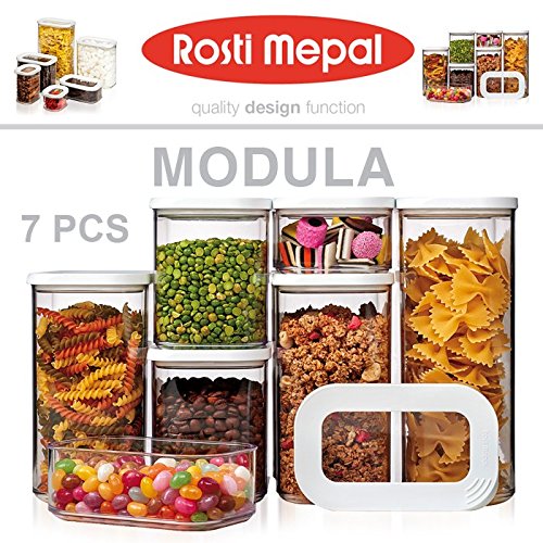 comprare on line Rosti Mepal 106994830600 Modula - Set di contenitori per la conservazione degli alimenti, in acrilonitrile-stirene (SAN)/polietilene, bianco, 36,5 x 15 x 22,2 cm prezzo