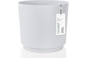 ‎KONZEPT KONZEPT Blumentopf 32,5 cm - großer Übertopf aus Kunststoff für Zimmerpflanzen, modern und wetterfest, für Innen und Außen, Weiß