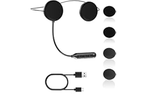 Hemlosk Auriculares Casco Moto Blutooth, Auriculares Bluetooth 5.3, Micrófono con Cancelación de Ruido, Manos Libres, Altavoz de Música, Micrófono para Todo Tipo de Cascos