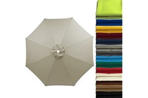 WOGTITYI 2m 2.7m 3.0m Sonnenschirm Ersatzbezug 6 Streben 8 Streben Terrassenschirm Bespannung Stoffbezug, Gartenschirm Ersatz-Überdachung, Für Ampelschirm, Hof, Garten, Strand, Pool(Stärke:Light grey,Size:3.0m