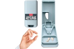 SOL Light Blue Pill Cutter for Small Pills and Large - Precise Tablet Splitter, Safe Easy-to-Use Design, Accurate Medication Cutter, 2-in-1 Pill Splitter and Storage, Ideal for Daily Health Routine