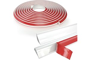 KAYLEINSTER 3m White PVC Quadrant Trim Caulk Strip, Self-Adhesive Tile Trim Moulding Trim Flexible Skirting Board Wall Trim Ceiling Edge Trim,Laminate Floor Beading Edging Strip Wall Corner Decoration(12mm*9mm)