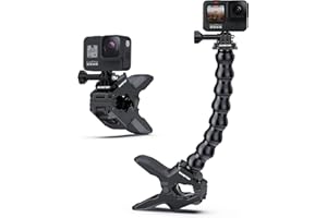 Sametop Klemme Halterung Schwanenhals Klemmhalterung Zubehör Jaws Flex Clamp Kompatibel mit GoPro Hero 13 12 11 10 9 8 7 6 5 Session Max DJI Osmo Action Kameras