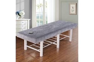 ZFYANSSEE Thick Velvet Washable Massage Bed Cover with Face Hole,Elastic Cord Edge All-Round Wrap Professional Soft Bed Healty Beauty with Face Hole Comfortable Sheets (Grey, 190x80cm)