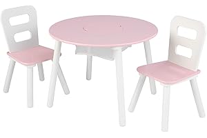 Kidkraft - 26165 - Ensemble Table De Rangement Ronde + Chaise - Blanc Et Rose