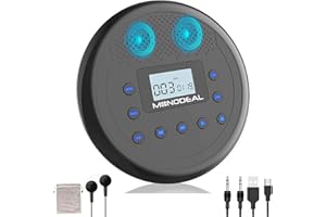 Monodeal Lecteur CD Portable, Lecteur CD Portable Rechargeable avec Haut Parleur stéréo Intégrés, Walkman Lecteur CD pour Voiture et Usage Personnel, Protection Anti-Saut