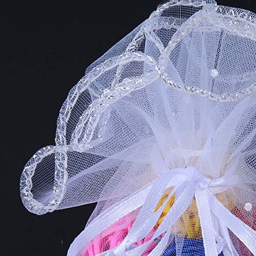 (Dia. 26cm) 100 stück Rund Organzasäckchen Tüllkreise Hochzeit Organzabeutel Kommunion Geschenkbeutel Taufe Schmuckbeutel organza (Weiß) - 4