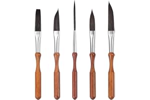 KIKIGOAL Professional Synthetic Squirrel Hair Brush Set-5PCS Detail Pinstriping Brushes for Watercolour,Inks,Acrylic & Gouache,Includes Flat,Cat's Tongue Oval,Fine Liner,Dagger Strippers Artist Brushes