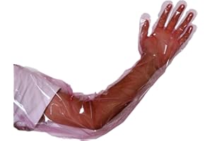 YouU Disposable Soft Plastic Film Gloves Long Arm Veterinary Examination Artificial Insemination Glove Garden Fish Tank Cleaning Gloves (10 pcs)