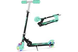 BELEEV V1 Scooter for Kids, 2 Wheels Folding Kick Scooter for Children Girl and Boys, 3 Adjustable Height, Flashing Light up Wheels, Lightweight Scooter with Sturdy Frame, Kickstand, Age 3-12
